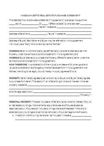 massachusetts purchase  sale agreement form cocosign