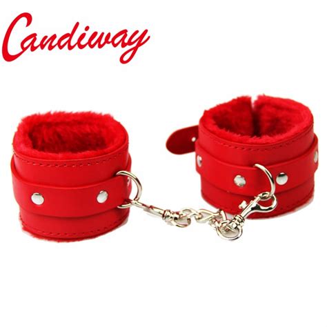 Candiway Leather Handcuff Ankle Cuffs BDSM Restraint Bondage Gear