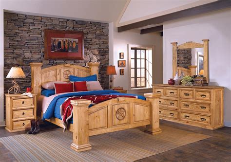 Give your bedroom a makeover with a pine bedroom set. Lacks | Texas Rustic 4-Pc King Bedroom Set | Bedroom sets ...