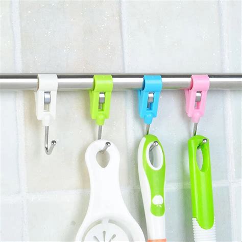 4pcpack Clamp Lever Hook Peg Travel Portable Hanging Clothes Rails