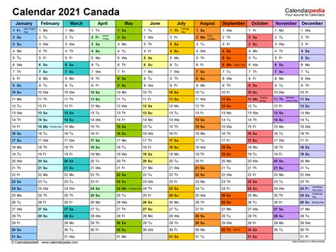 2021 Calendar Printable Canada Free Letter Templates