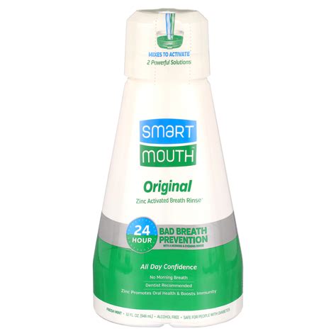 smartmouth the original activated dual solution breath rinse mouthwash fresh mint 32 fl oz