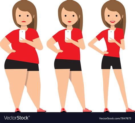 Vector Stock Girl Before After Weight Illustration Stock Clip Art My