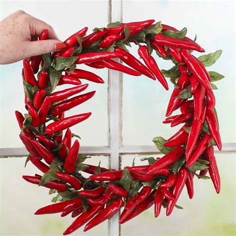 Red Artificial Chili Pepper Wreath Wreaths Floral Supplies Craft