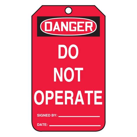 Osha Danger Safety Tag Do Not Operate Red