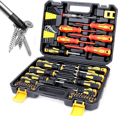 Magnetic Screwdrivers Set With Case Amartisan 72 Piece Includs Slotted Phillips Hex Square