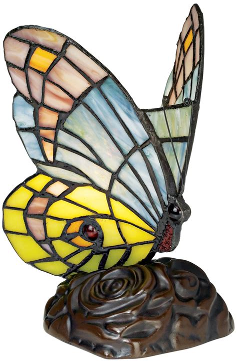 Green Purple Blue Butterfly Tiffany Style Accent Lamp Tiffany Style