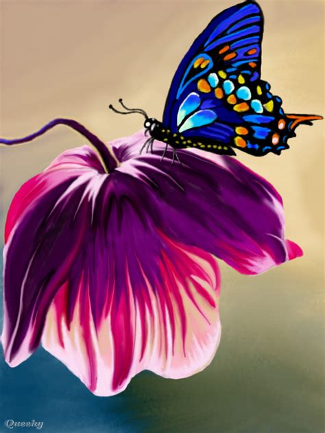 Painted lady and monarch butterflies enjoy the nectar of cosmos flowers, vibrant orange yellow blooms present summer through fall. Pink Flower and Butterfly ← a plants Speedpaint drawing by ...