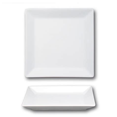 Lot de 6 assiettes plates carrées porcelaine blanche L 24 cm Kimi