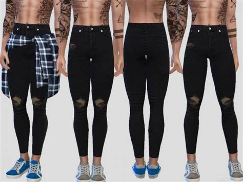 The Sims Resource Black Denim Camo Ripped 02 By Pinkzombiecupcakes Sims 4 Downloads