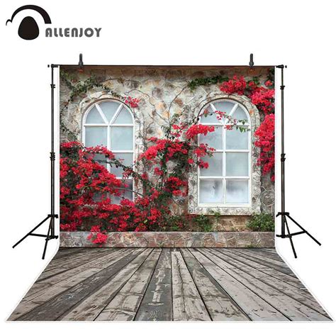 Allenjoy Photography Backdrops Spring Vintage Window Stone House Red