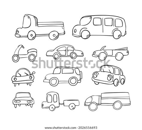 Doodle Car Set Different Hand Drawn Stock Vector Royalty Free