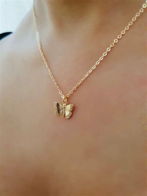 butterfly necklace 18k gold plated butterfly necklace dainty etsy