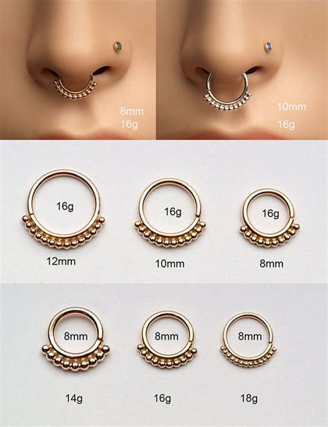 Septum Ring Nose Ring With 12mm Balls Gold Filled Rose Yellow Or