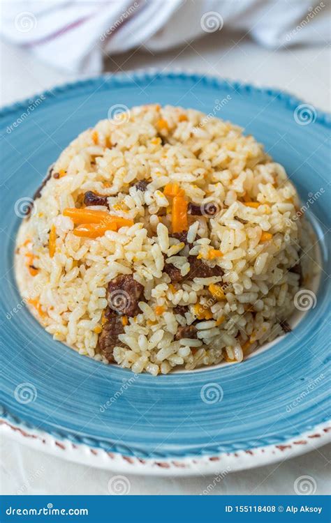 Uzbek Pilaf Rice With Meat Carrot And Onion Pilav Stock Photo