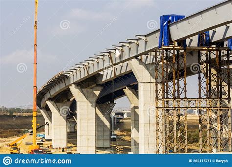 Constructing Highway With Crane Stock Image Image Of Unfinished