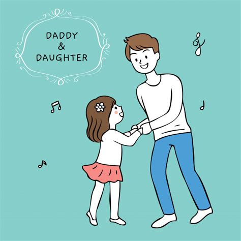 Dibujos Animados Lindo Padre E Hija Bailando Juntos