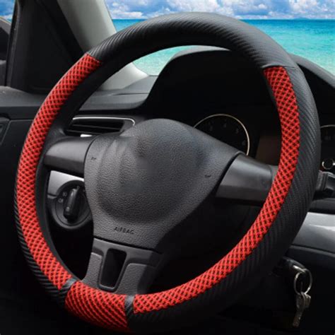 Carbon Sport Steering Wheel Cover Mesh Auto Steering Wheels Covers Case