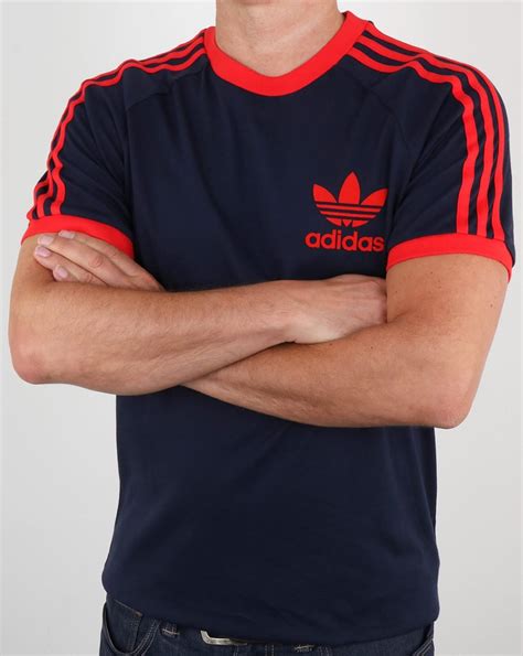 Get moving in the cottony comfort of this adidas short sleeve tee. Adidas T Shirt, Navy, Red, California, 3 stripes ...