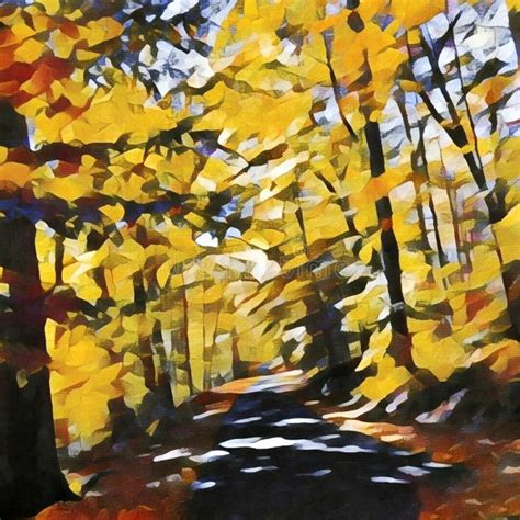 Autumn Forest Painting Stock Illustration Illustration Of Road 259679563