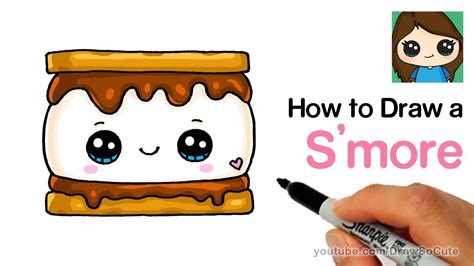 How to draw so cute food for kids? How to Draw Smores Cute and Easy - YouTube
