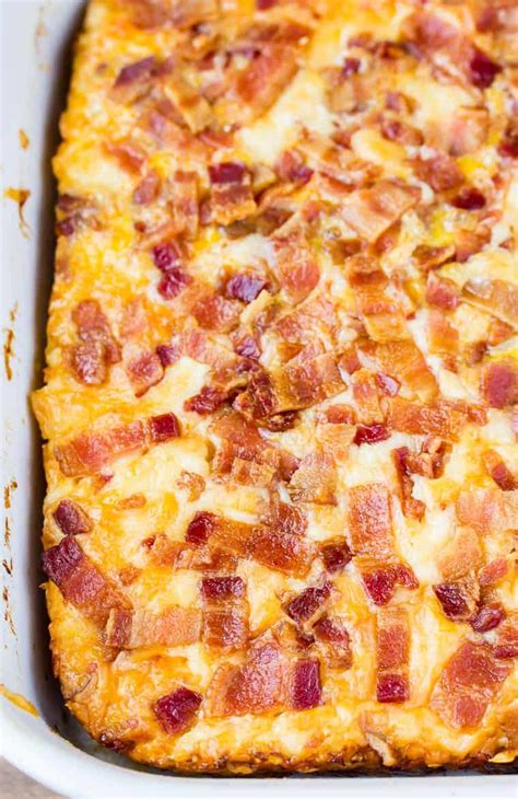 Keto Breakfast Casserole With Bacon Cauliflower And Cheese