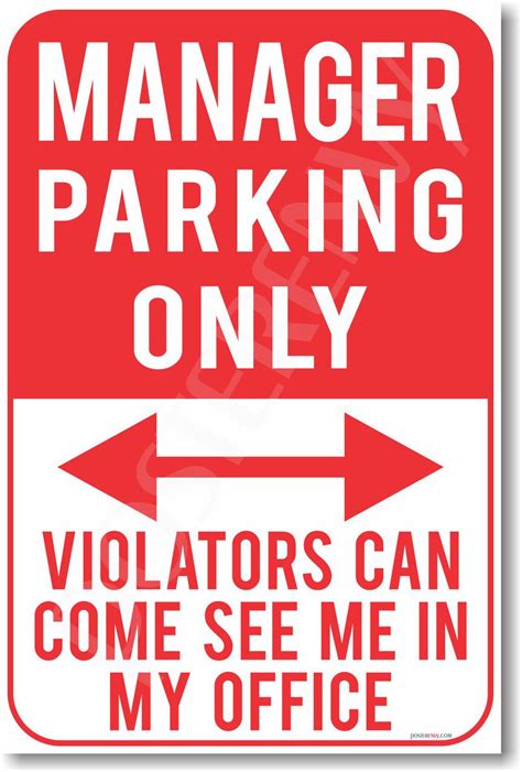 Manager Parking Only New Humor Joke Poster Hu355