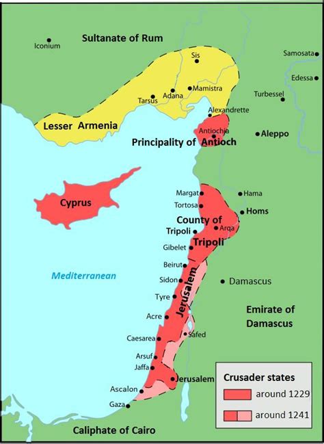 Map Of The Crusades Holy Land Map Of The Holy Land During The