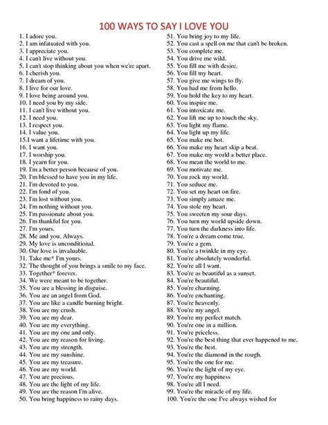 100 Different Ways To Say I Love You 52 Reasons Why I Love You Love