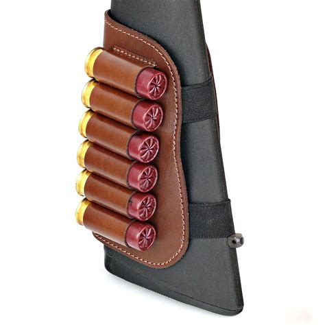 Leather Shotgun Cartridge Buttstock Shell Holder Rifle Carrier 6 Round