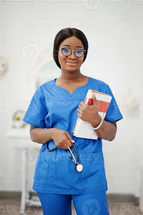 Portrait Of Happy Female African American Young Doctor Pediatrician In