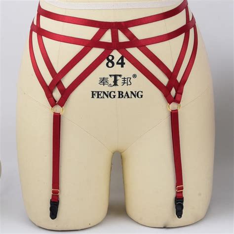 buy harness garter belt red elastic goth lingerie cage suspender belt bondage harness at