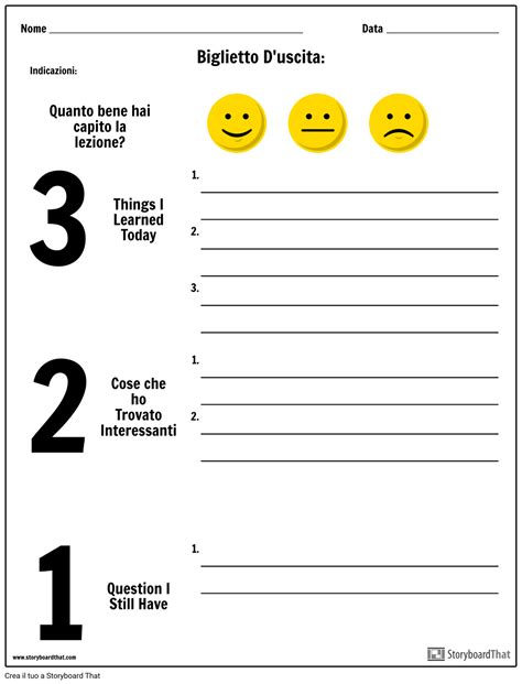 Jun 29, 2020 · 17. Exit Ticket - 3-2-1 con fiducia Storyboard per it-examples