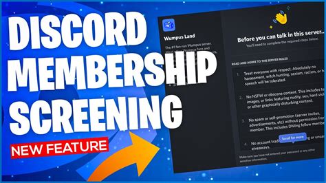 Discord Membership Screening New Feature Setup New Rules For