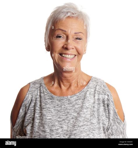 Happy Senior Woman With Toothy Smile Stock Photo Alamy