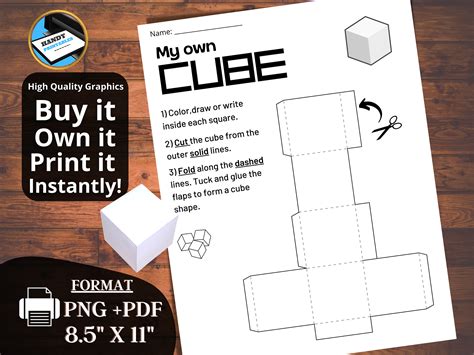 3d Paper Box Template Small Cube Template 3d Shape Printable 3d Shape