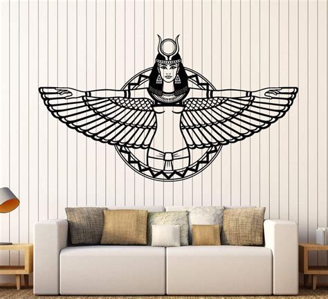 Vinyl Wall Decal Ancient Egypt Queen Cleopatra Egyptian Wings Stickers Unique T 1869ig