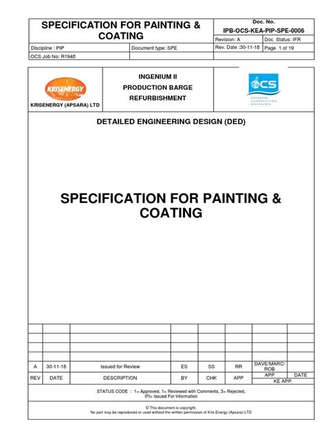 Specification For Painting And Coating Pdf Specification Technical