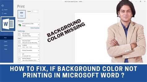 How To Fix If Background Color Not Printing In Microsoft Word Youtube