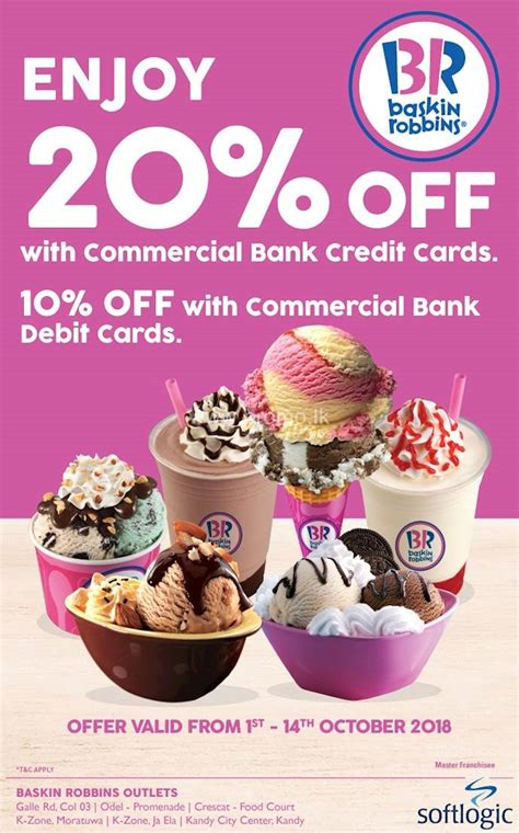 Up to 20% Off on Combank Cards at Baskins and Robbins