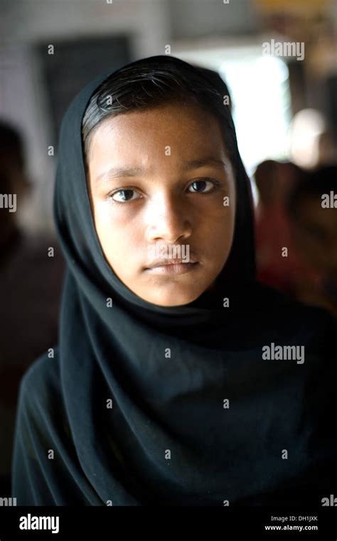 Muslim Girl In Rural School Varanasi Uttar Pradesh India Asia