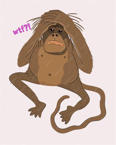 Premium Vector Vector Isolated Illustration Of Sad Monkey Wtf
