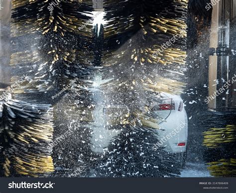 Car Wash Work Brushes Soapy Foam Stock Photo 2147806409 Shutterstock