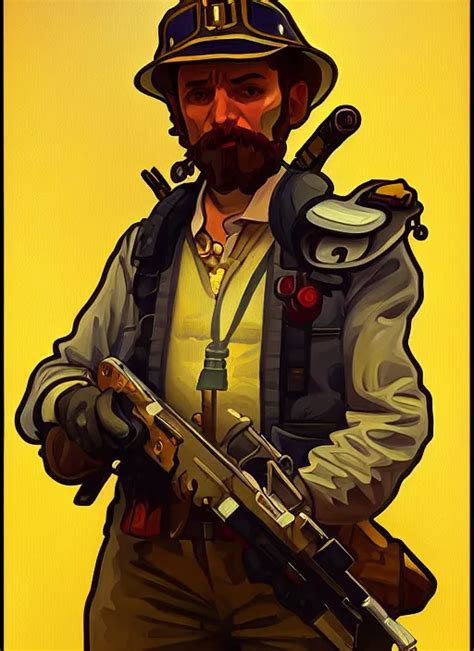 Oil Portrait Of The Pilot From Enter The Gungeon Stable Diffusion