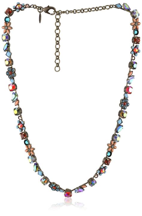 Sorrelli Tropical Crystal And Opaque Floral Gold Tone Necklace