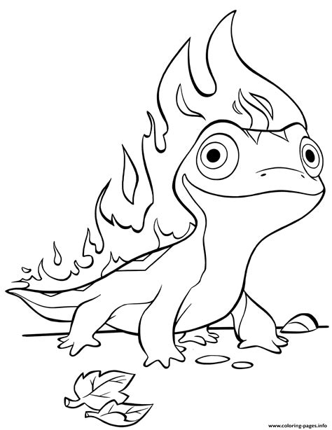 Print them all for free. Frozen 2 Fire Salamander Bruni Coloring Pages Printable