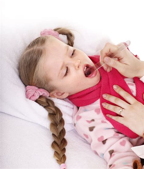 Doctor Exams Child With Sore Throat Stock Photo Image Of Home
