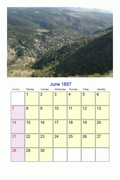 June 1857 Roman Catholic Saints Calendar
