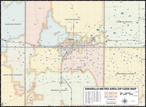 Amarillo Tx Zip Code Laminated Map Topographics