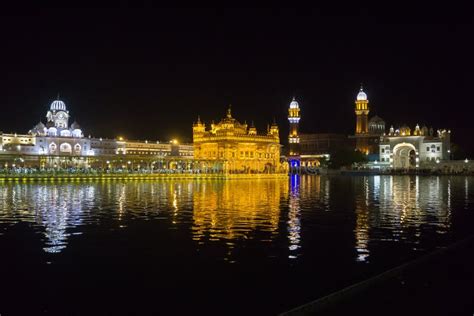 The Sacred Golden Temple In The Middle Of The Sacred Lake At Night Time